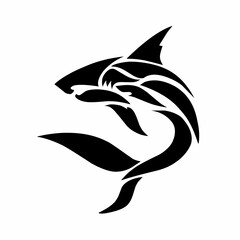 illustration design abstract tribal art tattoo shark, suitable for logo design and ornaments, elements