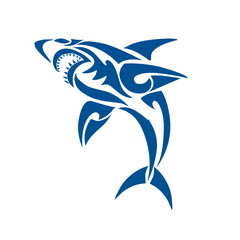 illustration design abstract tribal art tattoo shark, suitable for logo design and ornaments, elements
