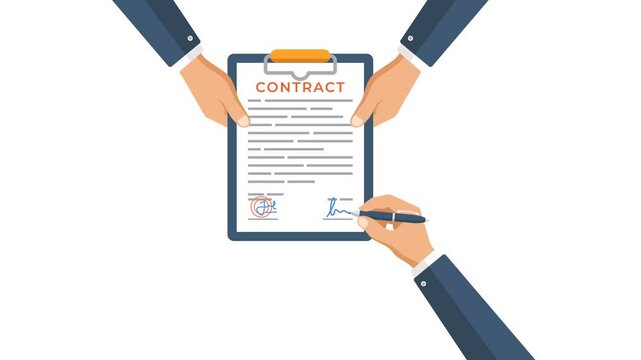 4k animation of representing the act of signing a business contract, showcasing collaboration and agreement.