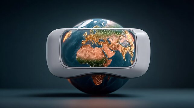 Vr Cultural Exchange Platform cultural exchange headset globe icons digital collaboration trend immersive learning motif vector illustration