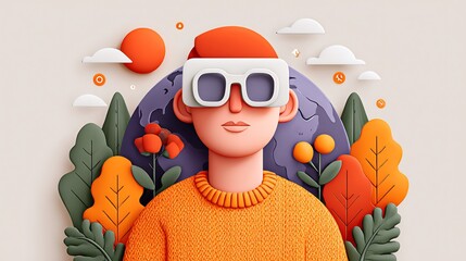 Vr Cultural Exchange Platform cultural exchange headset globe icons digital collaboration trend immersive learning motif vector illustration