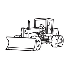 road grader vector line drawing construction vehicle art