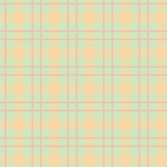 Seamless pastel green and peach plaid pattern design for fabric, wallpaper, and backgrounds