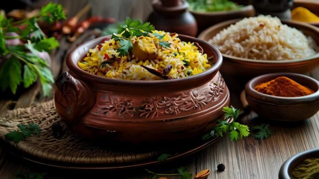 Bangladeshi panta bhat: tangy fermented rice with mustard oil and spices, served cool in a traditional clay pot. A refreshing summer treat