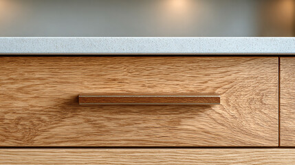 Modern Stainless Steel Handle Attached to Light Wood Cabinet Door Showing Minimalist Design and Smooth Texture