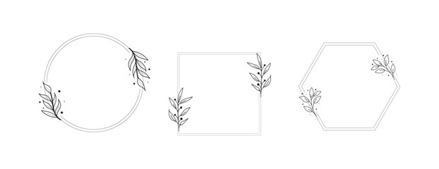 Floral Frame hand drawn, flower frame illustration.