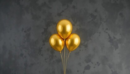 golden color balloons with black background. party concept