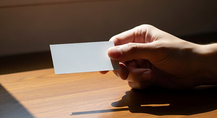 Obraz premium Elegant Design Mockup Blank Business Card in Hand, Perfect for Branding