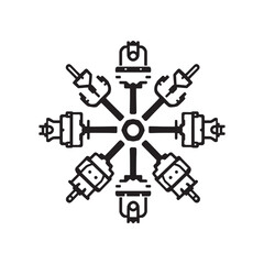 Simple technical drawing of axle component vector line art