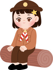 cute pramuka kid scout cartoon character