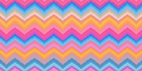 Colorful chevron zigzag pattern illustration for retro geometric textile design.