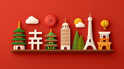 New Year Celebration Trend cultural diversity firecracker banner icons international festive motif renewal diffusion motif vector illustration