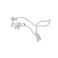 Obraz premium Jumping Fox in Motion Captured with Elegant Line Art