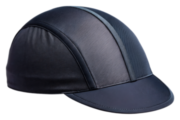 Dark blue cycling cap with a subtle pattern isolated with transparent background