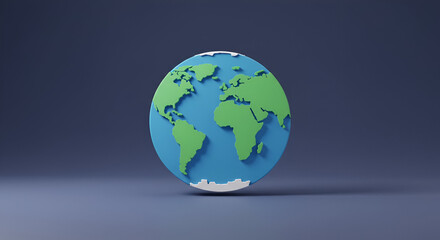 Fototapeta premium Stylized, minimal 3D model of Earth. Ideal for educational or environmental advertising.