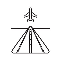 Stylized airport illustration featuring airplanes taxiing and terminals