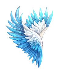 Obraz premium Stunning blue and white feathered angel wings in flight