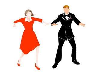 ダンスのポーズをキメる男女のペア