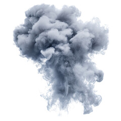 A gray smoke cloud on a white background, isolated, in a PNG