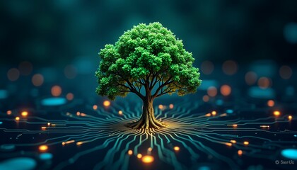 Tree on Circuit Board Digital Concept