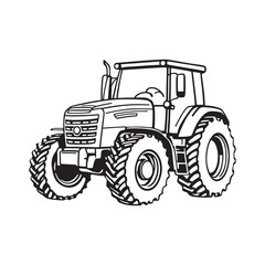 Tractor line art illustration for farming