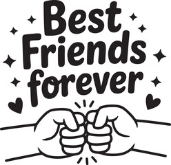 Best Friends Forever Fist Bump Illustration – Friendship Concept with Hand Gesture and Typography