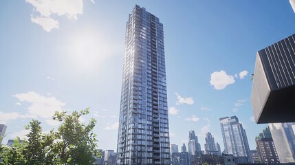 Fototapeta premium Vertical Image of Modern High-Rise Tower Block Building