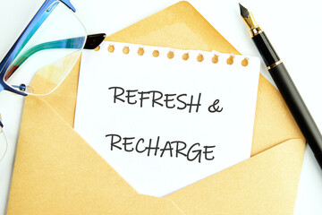 The REFRESH AND RECHARGE concept phrase. The concept of beauty and health