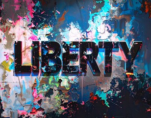 Liberty or Death: Grunge Text Art with Abstract Paint Splatter