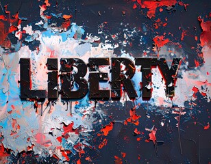 Liberty or Death: Grunge Text Art with Abstract Paint Splatter