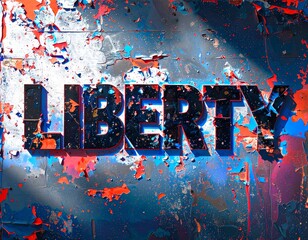 Liberty or Death: Grunge Text Art with Abstract Paint Splatter