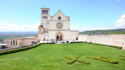 EUROPE, ITALY ASSISI 06,13,2025 The Basilica of Saint Francis San Francesco  in Assisi, Umbria....