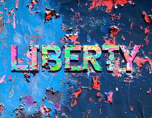 Liberty or Death: Grunge Text Art with Abstract Paint Splatter