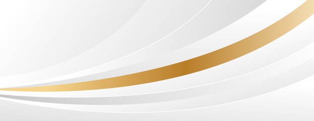 Elegant white and gray luxury curve background with gold accents. Abstract modern banner design for websites, headers, sale templates, business ads, awards, events, and more