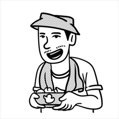 Lineart Street Vendor Profession Avatar Notion Style