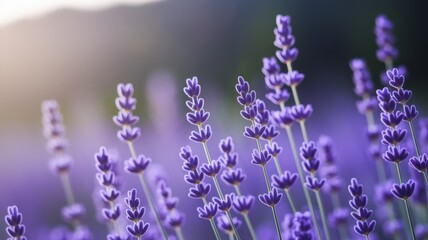 Lavender flowers in bloom, close up. Purple floral background.
