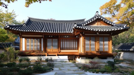 Fototapeta premium Traditional Korean House with Garden