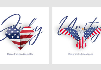 Independence Day Banners For Social Media With Origami Style
