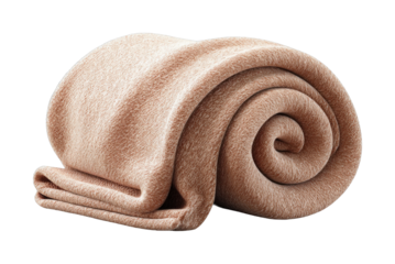 Soft rolled beige blanket in cozy spiral shape
