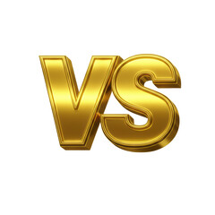 Bold 3D golden VS letters symbolizing versus, competition, or comparison, great for sports graphics, battles, or game content, isolated on a transparent background, png, cutout.