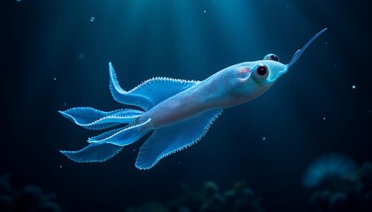 Squid Swimming Underwater
