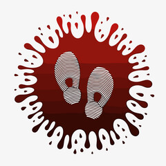 Abstract circle with footprints and red splash design  