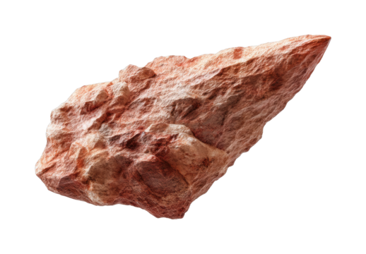 Jagged red rock with rough texture isolated on black