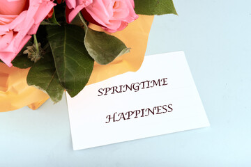 The conceptual phrase of SPRINGTIME HAPPINESS. Concept of the interesting of literature and family...