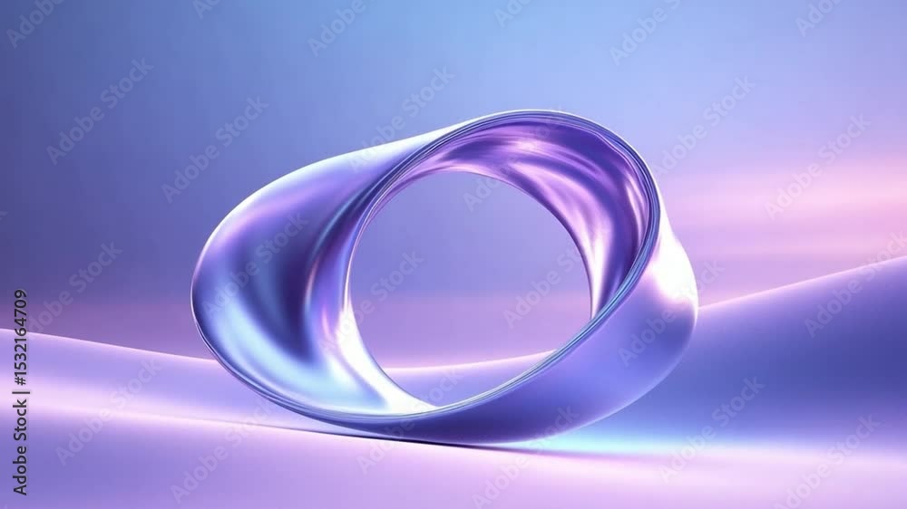 Aufkleber Abstract Loop with gradients: A mesmerizing abstract artwork showcases a metallic loop, with soft gradients and a subtle gradient background, evoking a sense of elegance and modernity.