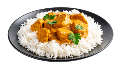 Chicken Curry Rice isolated on solid white  background in Png