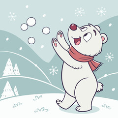 Playful Colorful Sketch Polar bears Illustration