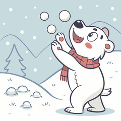Fototapeta premium Playful Colorful Marker Polar bears Illustration