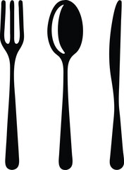 Fork, knife and spoon icon. Vector illustration