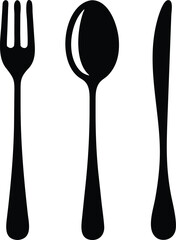 Fork, knife and spoon icon. Vector illustration